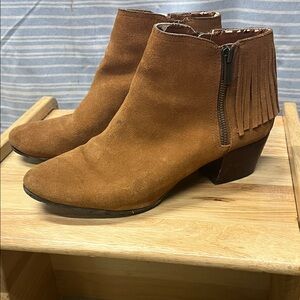 Fringe Suede Ankle Boots - Brown